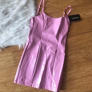 baby pink pu bodycon dress